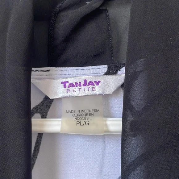 TanJay Black and White semi sheer top - Picture 2 of 8